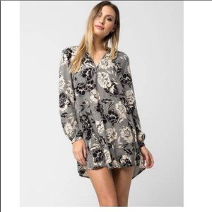 Grey Floral Mini Dress